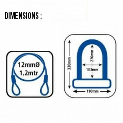 Antivol Vélo Combiné U Et Cable à Clefs - Oxford – Image 3